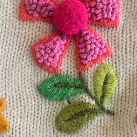 Phil Rose | 1960s Whimsical 3D Flower Knit Wool Sweater Cardigan - Picture 4 of 11